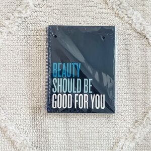 beautycounter Navy Notebook with Teal & White Typography